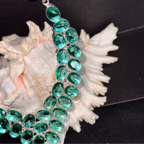 Sparkly Irish Green Apatite gemstone cluster statement necklace - Picture 8 of 14
